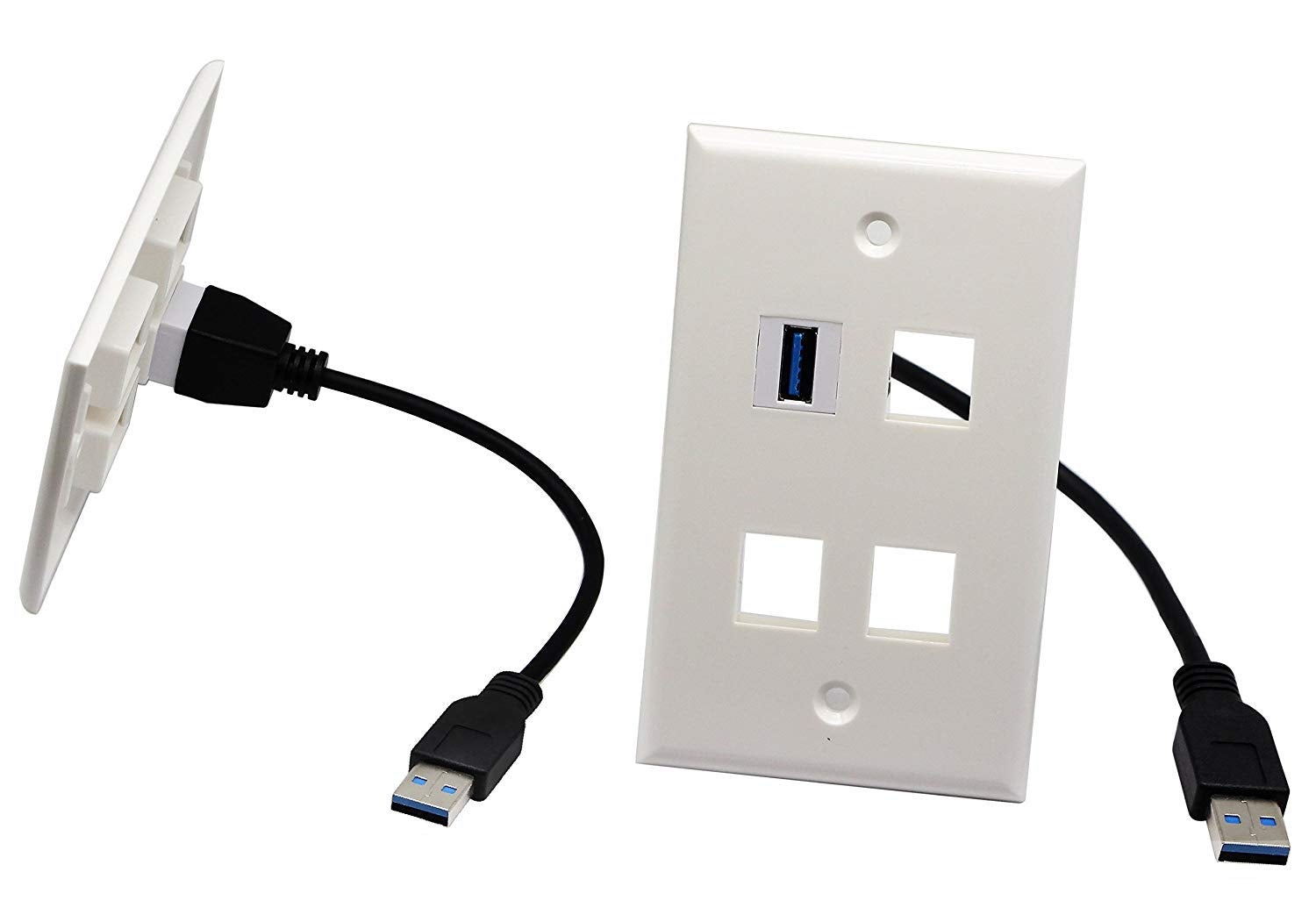 Usb 3.0 Keystone Jack Inserts Cable, Haokiang Usb 3.0 A Female To Usb A 3.0 Male Keystone Insert Wall Plate Outlet Panel Adapters Connector Cable 20Cm/8Inch (Usb3.0 M/F)