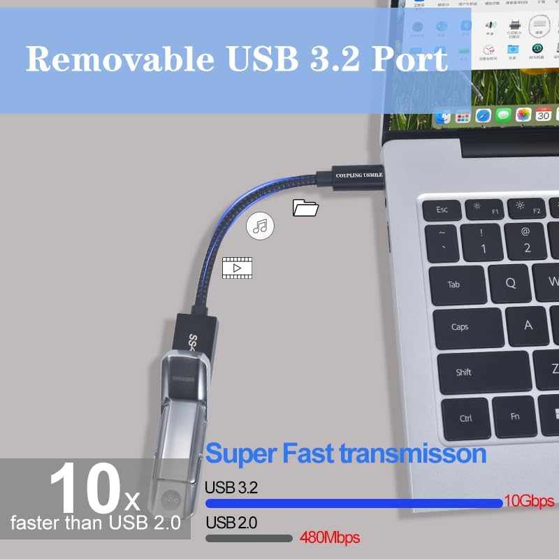 Coupling Usmile Usb C To Usb 3.2 Adapter [2Pcs Black], Transfer Up To 10Gbps, Type C To Usb(Male-Female Otg Cable Usbc To Usb Ad