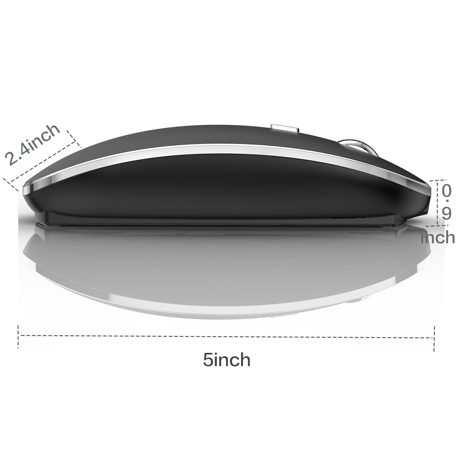 JETTA Wireless Mouse for MacBook Pro/Air, Laptop, PC - 1600 DPI, Rechargeable, Mute Click, Black, Plug and Play