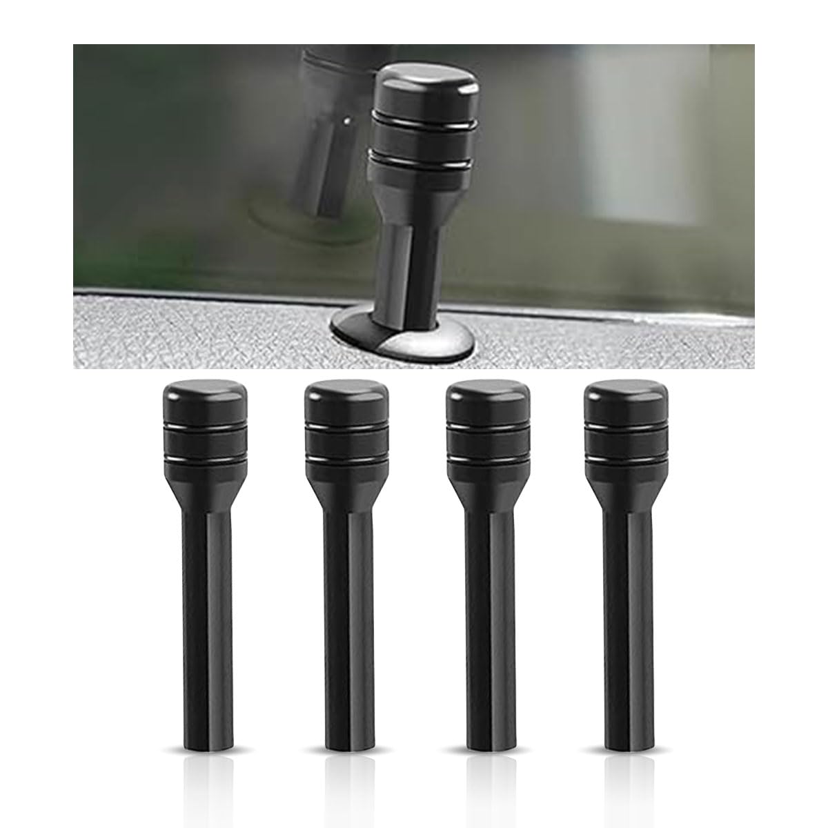 4Pcs Car Door Lock Knobs, 1.96  0.47 Inch Door Lift Bolt Auto Inner Door Pull Pins, Aluminum Alloy Door Lock Cover Decor, Univer