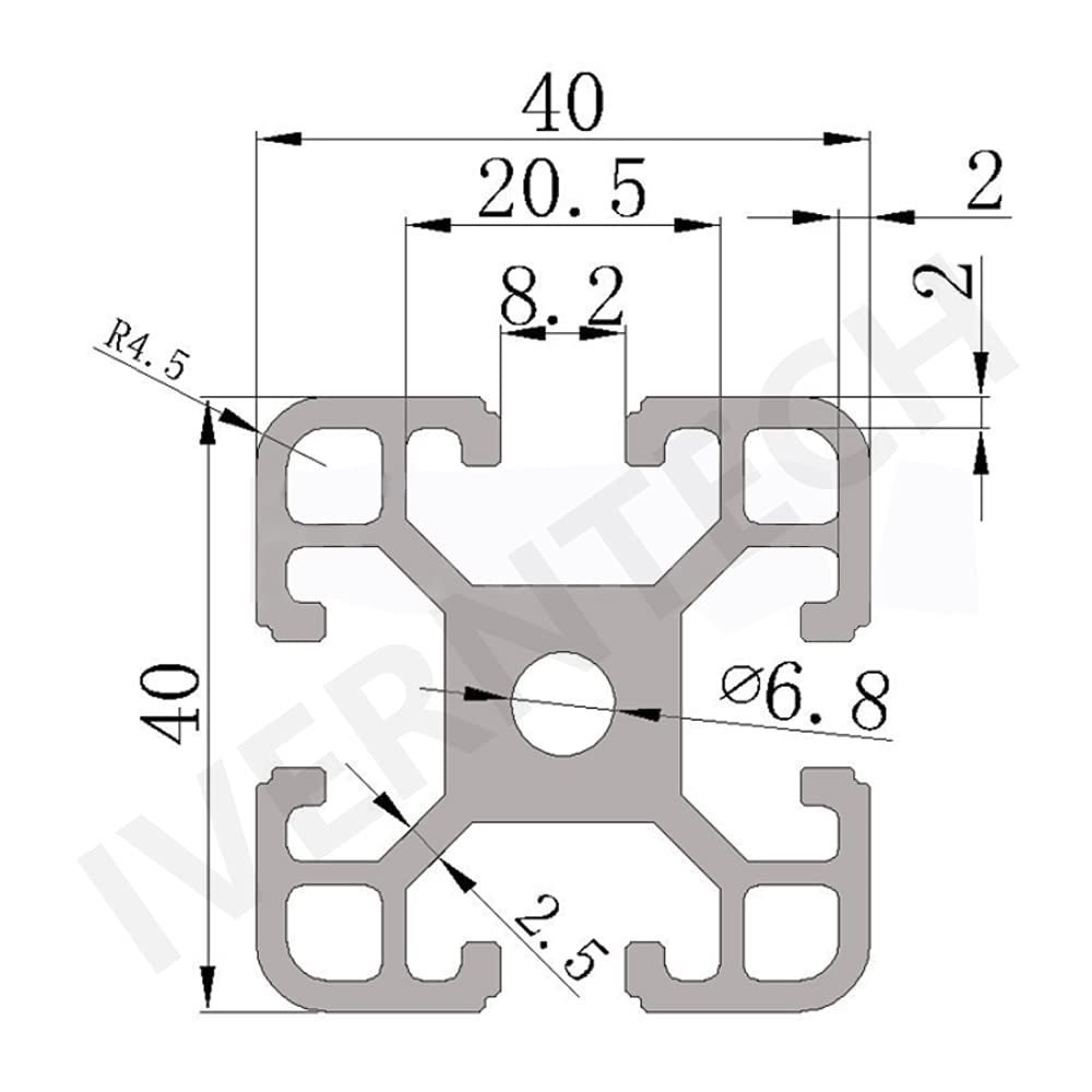 Mengqi 1Pc 700Mm 4040 8Mm Slot Aluminum Profile, 4040B European Standard Anodized Extrusion For Diy 3D Printer And Cnc Machine