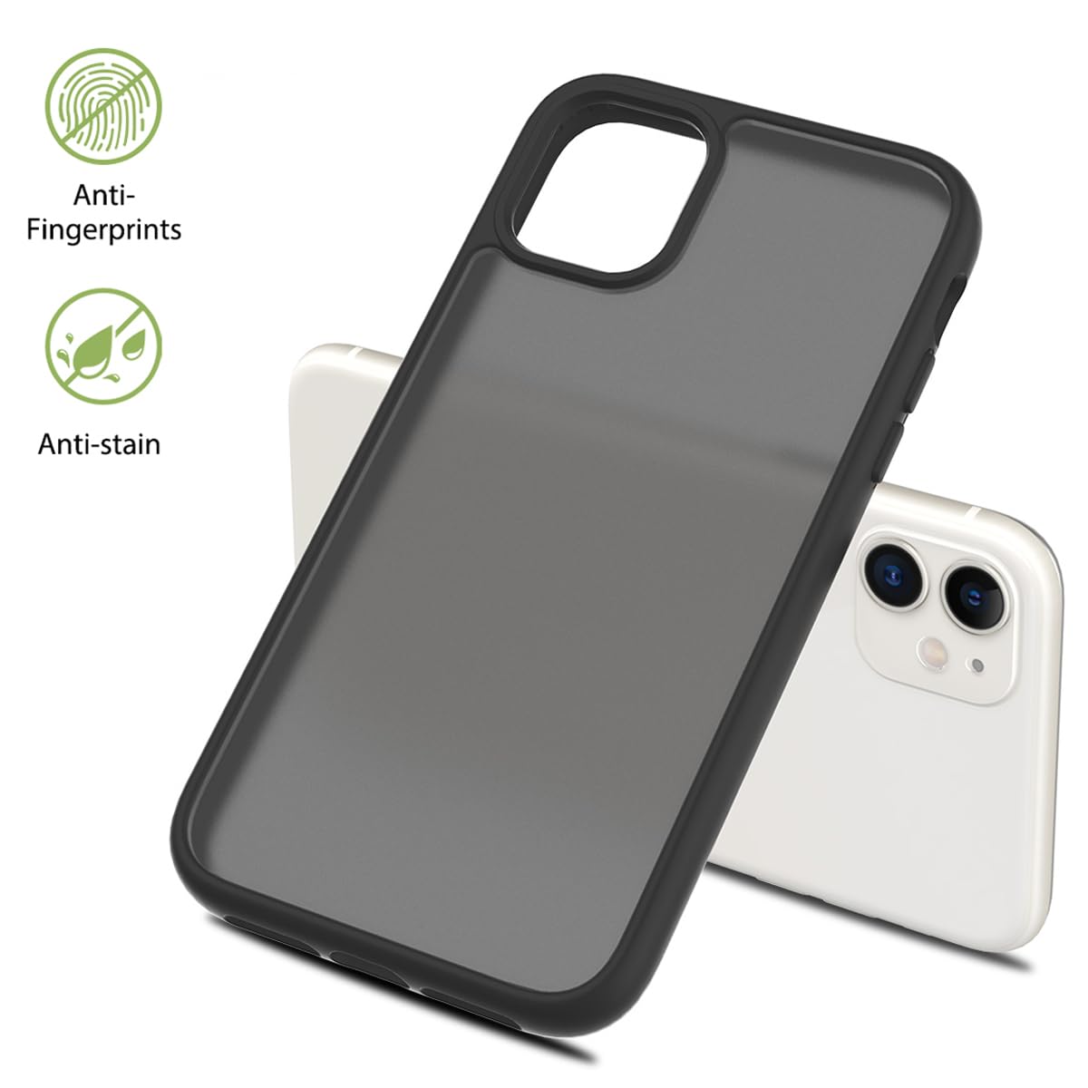 Tenoc Phone Case Compatible With Iphone 11, Black Case Translucent Protective Bumper Matte Hard Back Cover For 6.1 Inch