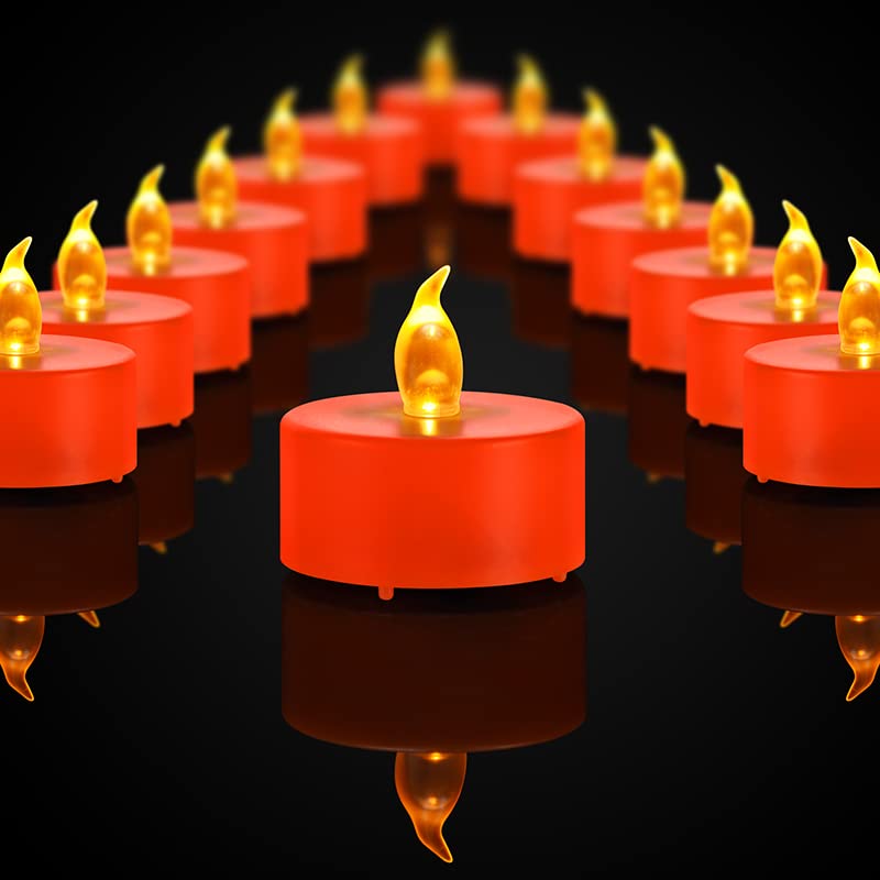 Battery Operated Led Tea Lights: 24Pack Flameless Electric Votive Candles Lamp Realistic And Bright Flickering Holiday Gift Long