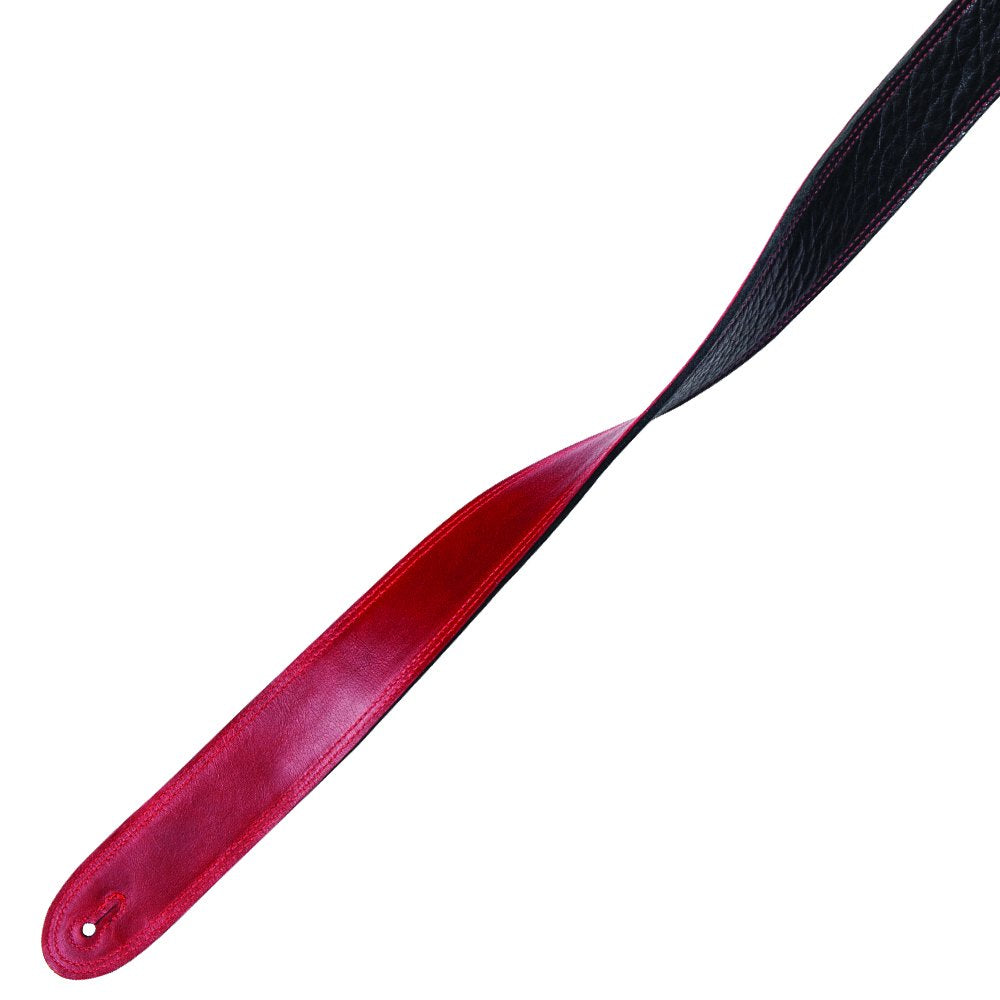 Perris BM2DS6557 Italian Garment Leather Reversible Guitar Strap, Black/Red