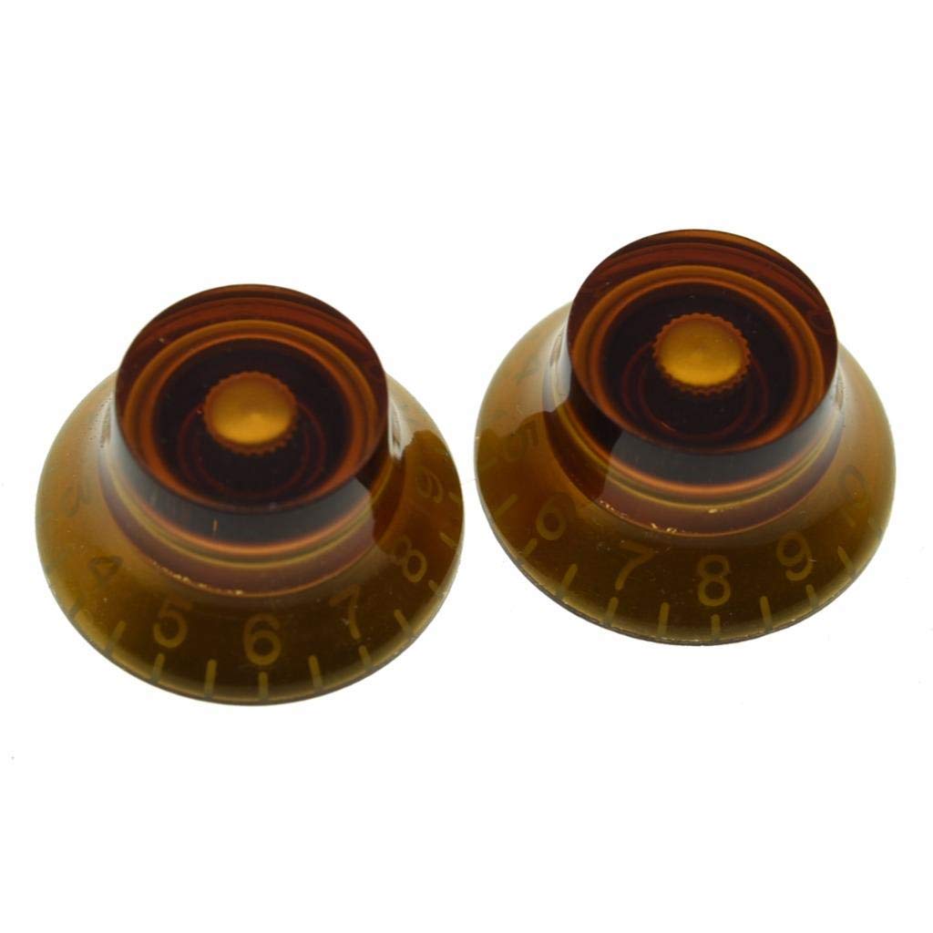 Dopro 2Pcs Usa(Imperial) Lp Guitar Bell Knobs 24 Fine Splines Top Hat Knobs For Usa Les Paul With Cts Pots Amber