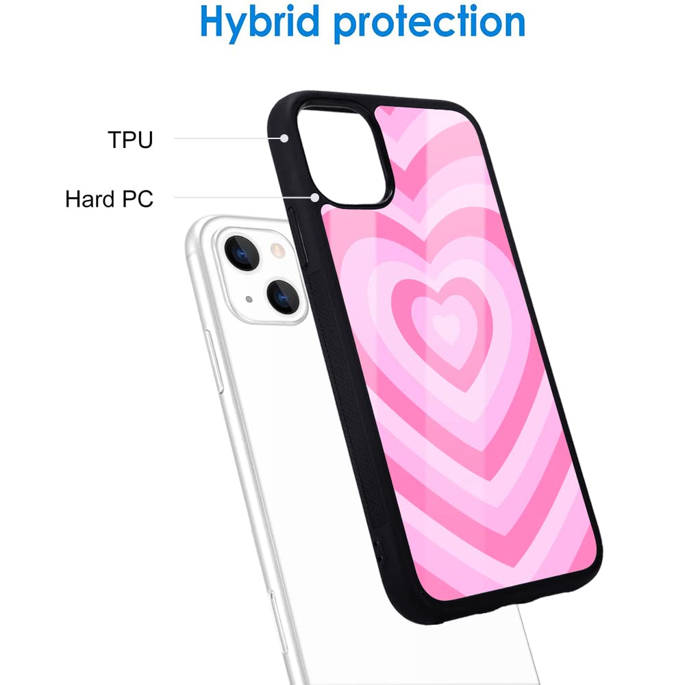 Idocolors Pink Love Heart Coffee Latte Printed Case For Iphone 13 Mini,Cute Abstract Painting Art Design Soft Tpu Hard Back Shoc