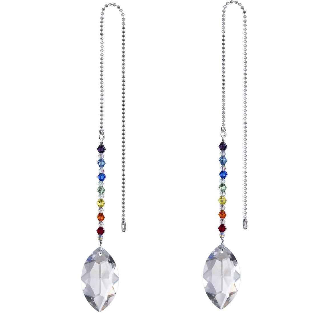 Crystal Ceiling Fan Pull Chains Chakra Hanging Pendants Prism Suncatcher, Pack Of 2 (50Mm Horse Eye)