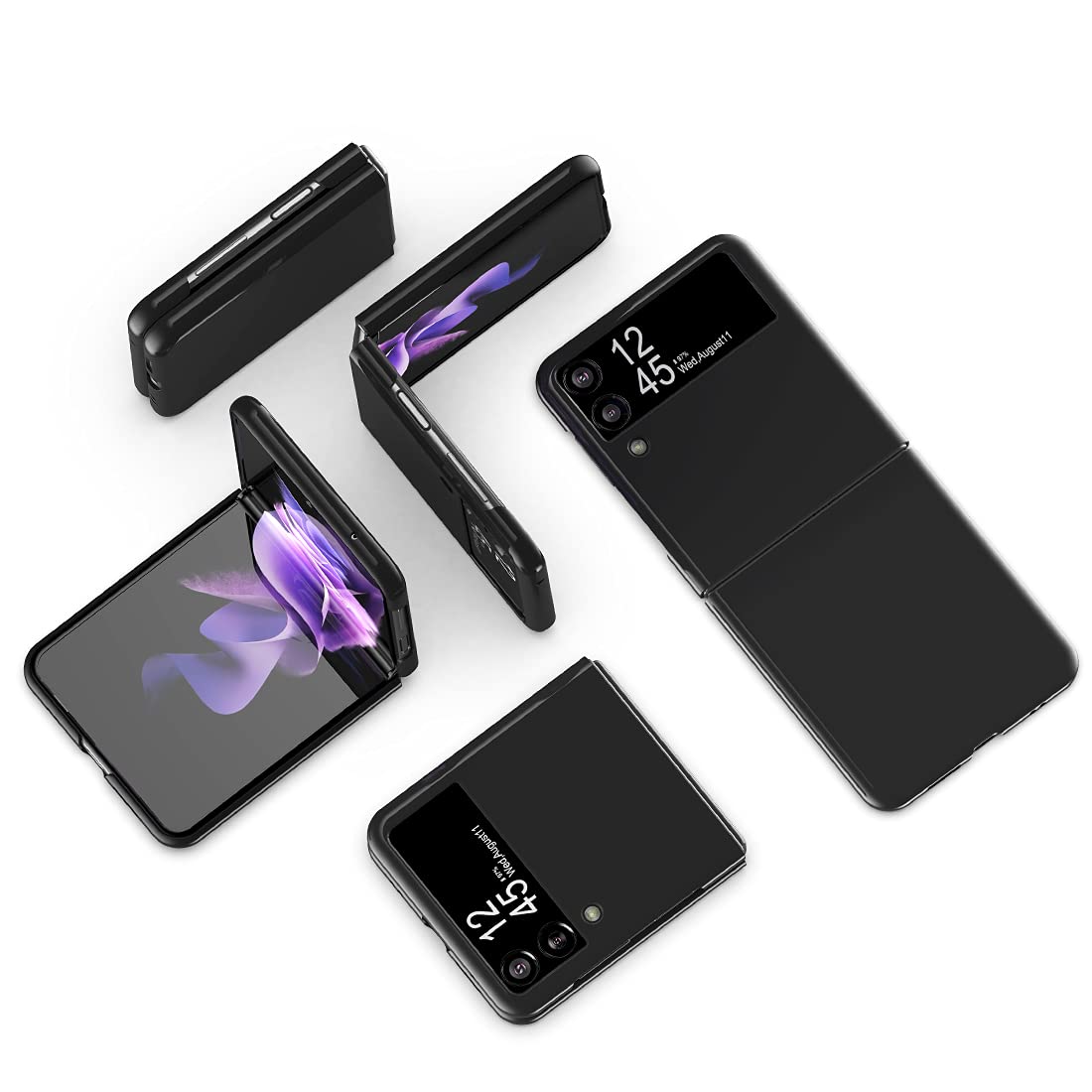 Cresee Case For Samsung Galaxy Z Flip 3 5G 2021, Slim Fit Matte Pc Cover Phone Case For Galaxy Z Flip3   Black