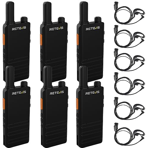 Retevis Rt22P,New Version Of Rt22(2.0),Walkie Talkies With Earpiece And Mic,Two Way Radios Rechargeable,Lightweight,1620Mah,Clear Sound,Handsfree Walkie Talkie For Retail Restaurant(6 Pack)