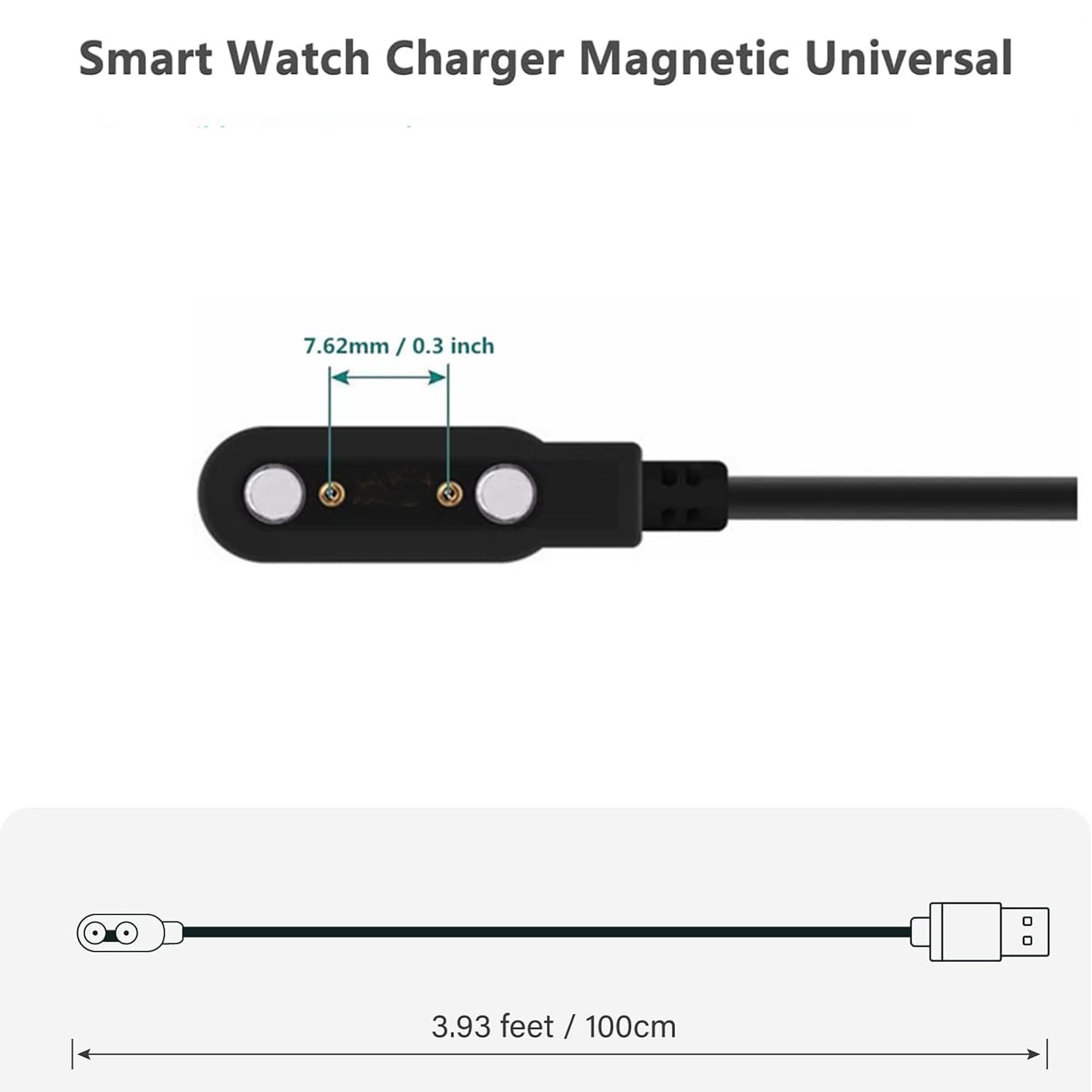 Lamshaw Compatible For Lige Smart Watch Charger, Magnetic Usb Replacement Charging Cable Compatible With Lige Smart Watch (White