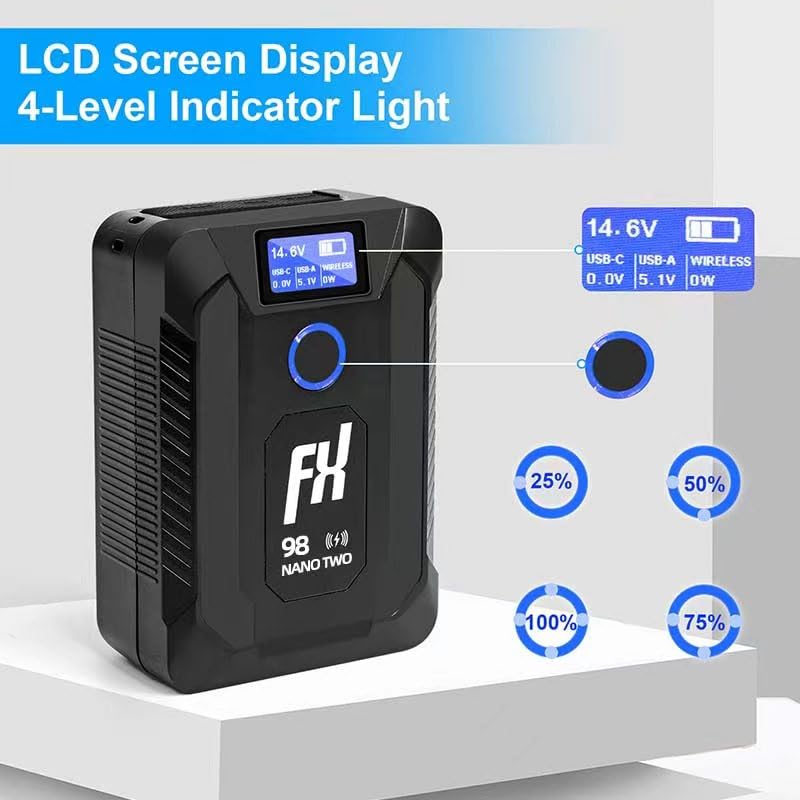 Fxlion Nano Two Upgrade V Mount Battery,98Wh 6800Mah 14.8V Rechargeable V Lock Battery With D Tap,Usb A,Usb C Ports For Smartpho