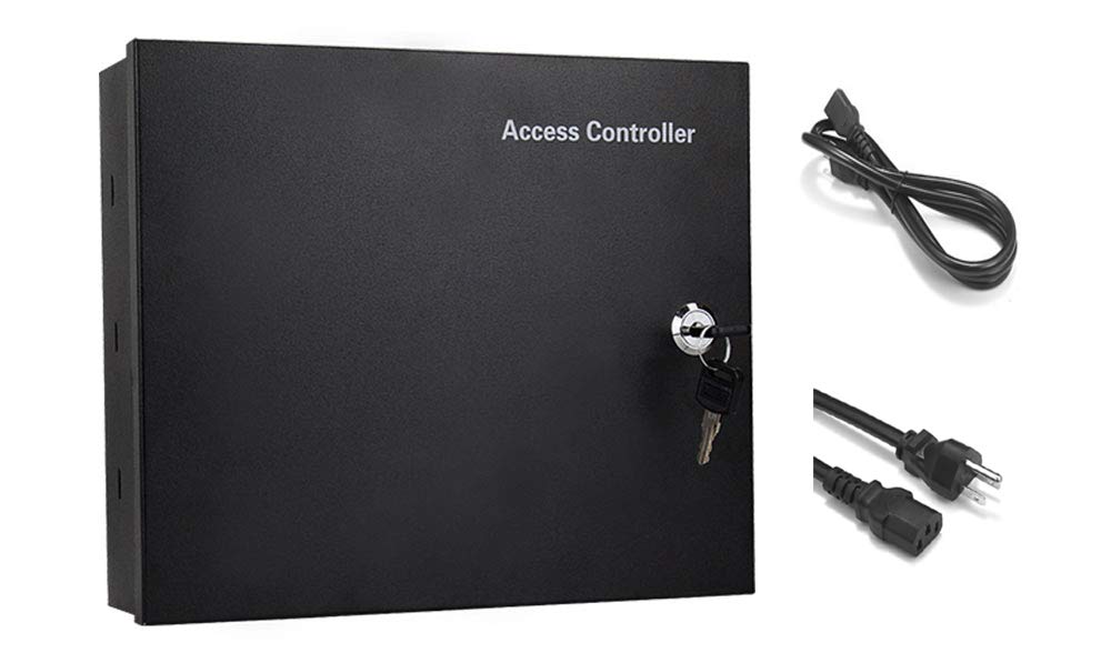 Mengqi Control 4 Doors Rfid/Password Door Lock System Smart Access Control Keyless Door Entry Systems Keypad Reader Electric Magnetic Lock 110V Power Supply Box (Phone App Remote Open Door)