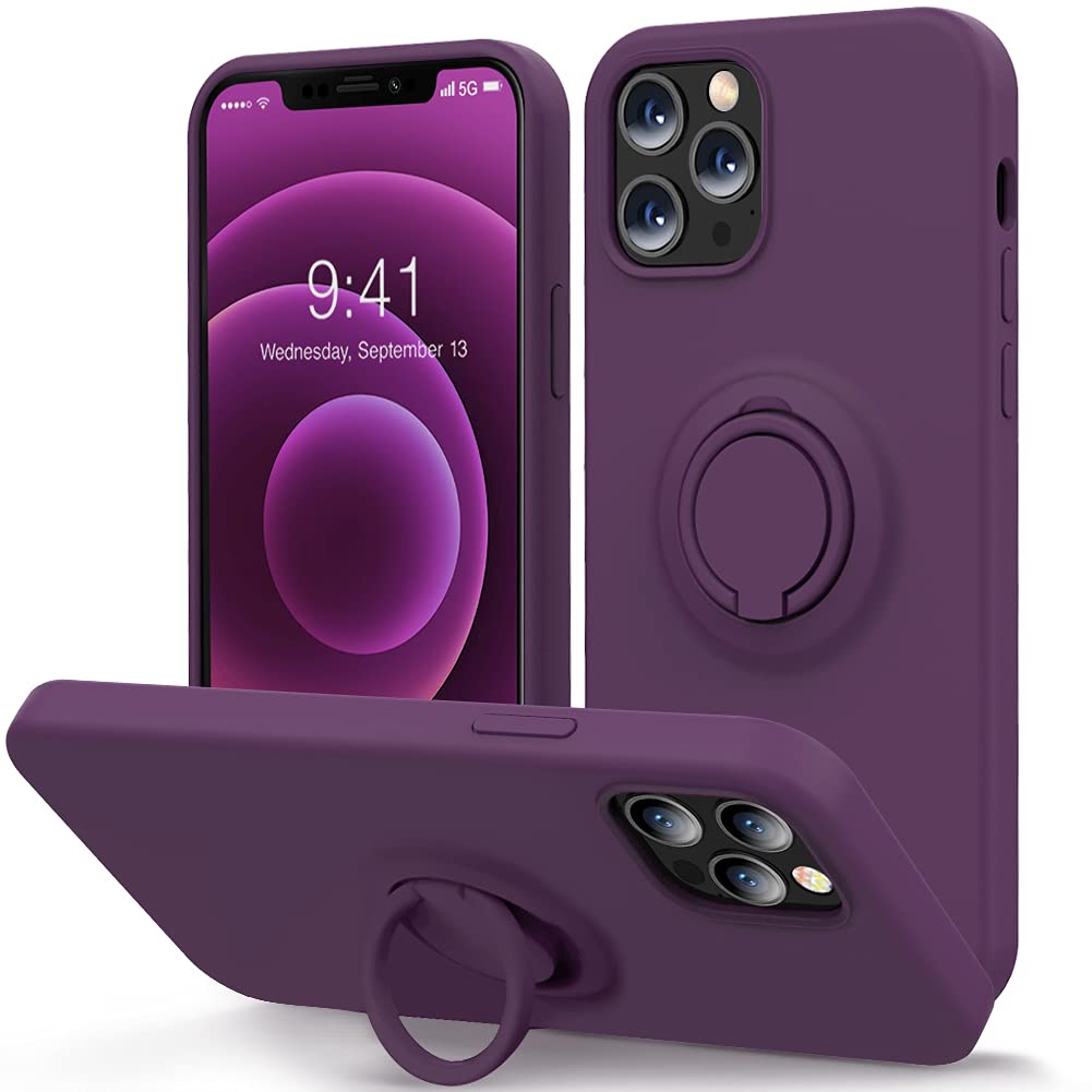 Mocca Compatible With Iphone 12 Pro Max Phone Case 6.7 Inch With Ring Kickstand | Super Soft Microfiber Lining | Anti Scratch Fu