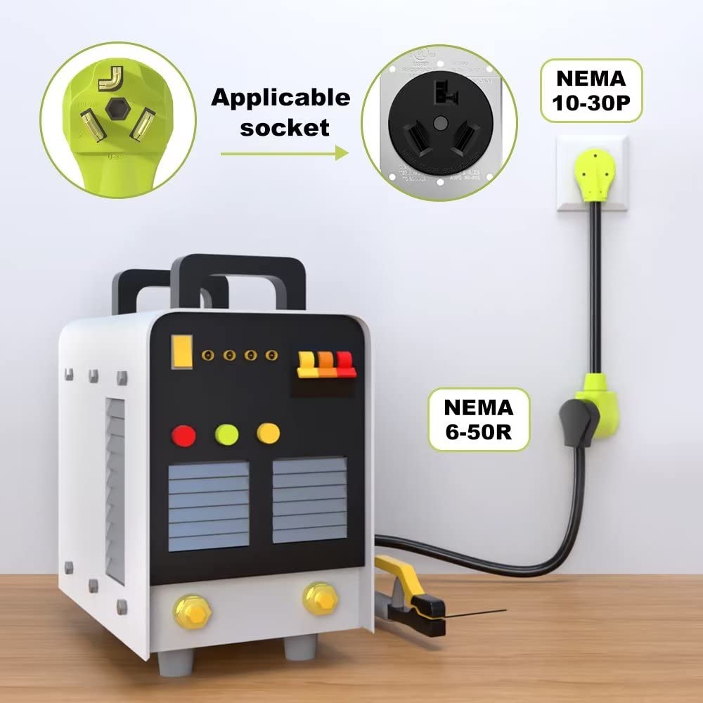 Aoweitour Welder Plug Adapter,Dryer 30 Amp To Welder 50 Amp Adapter,Nema 10 30P To Nema 6 50R,3 Prong Welder Adapter Cord,Stw 10