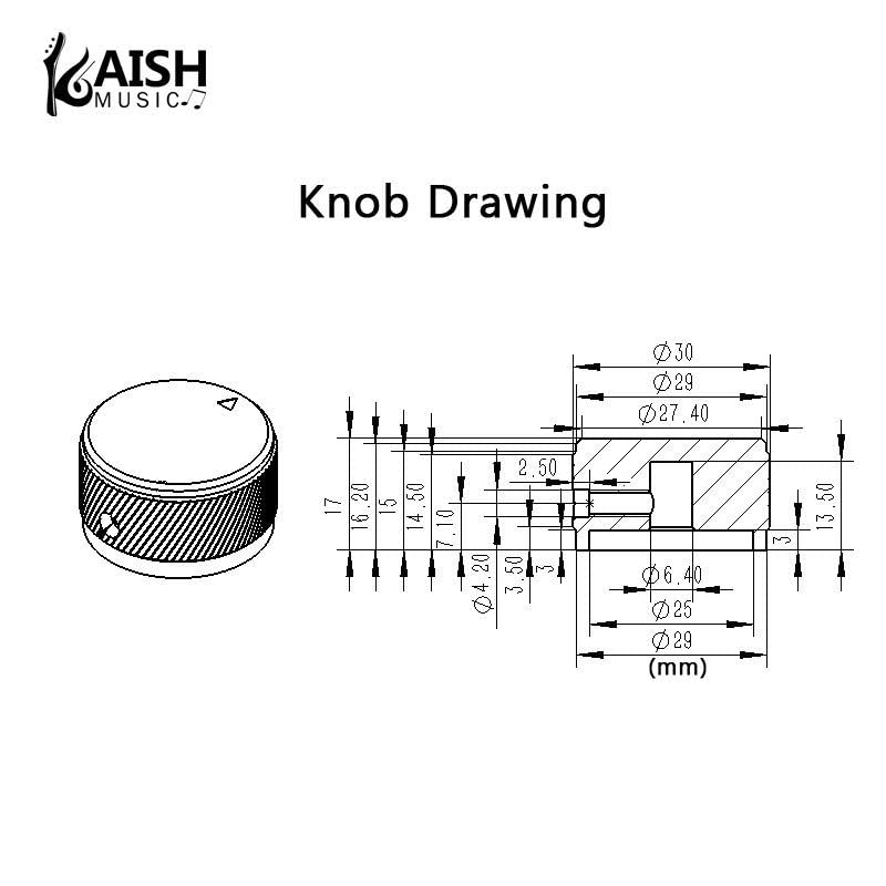 Kaish 2Pcs 1-3/16(30Mm) Diam. Aluminium Potentiometer Knobs 1/4 Universal Metal Pot Control Knobs With Indicator And Set Screw F