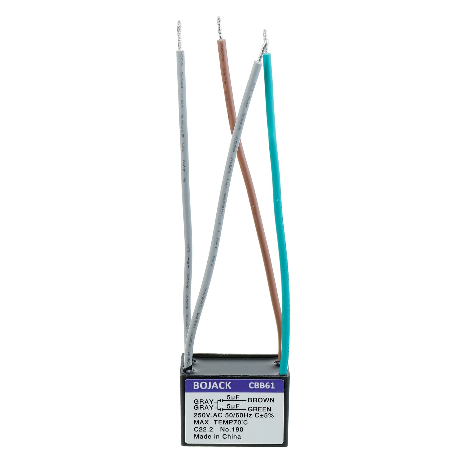Bojack Cbb61 5Uf+5Uf 250V Ac Ceiling Fan Starting Capacitor (Pack Of 1 Pcs)