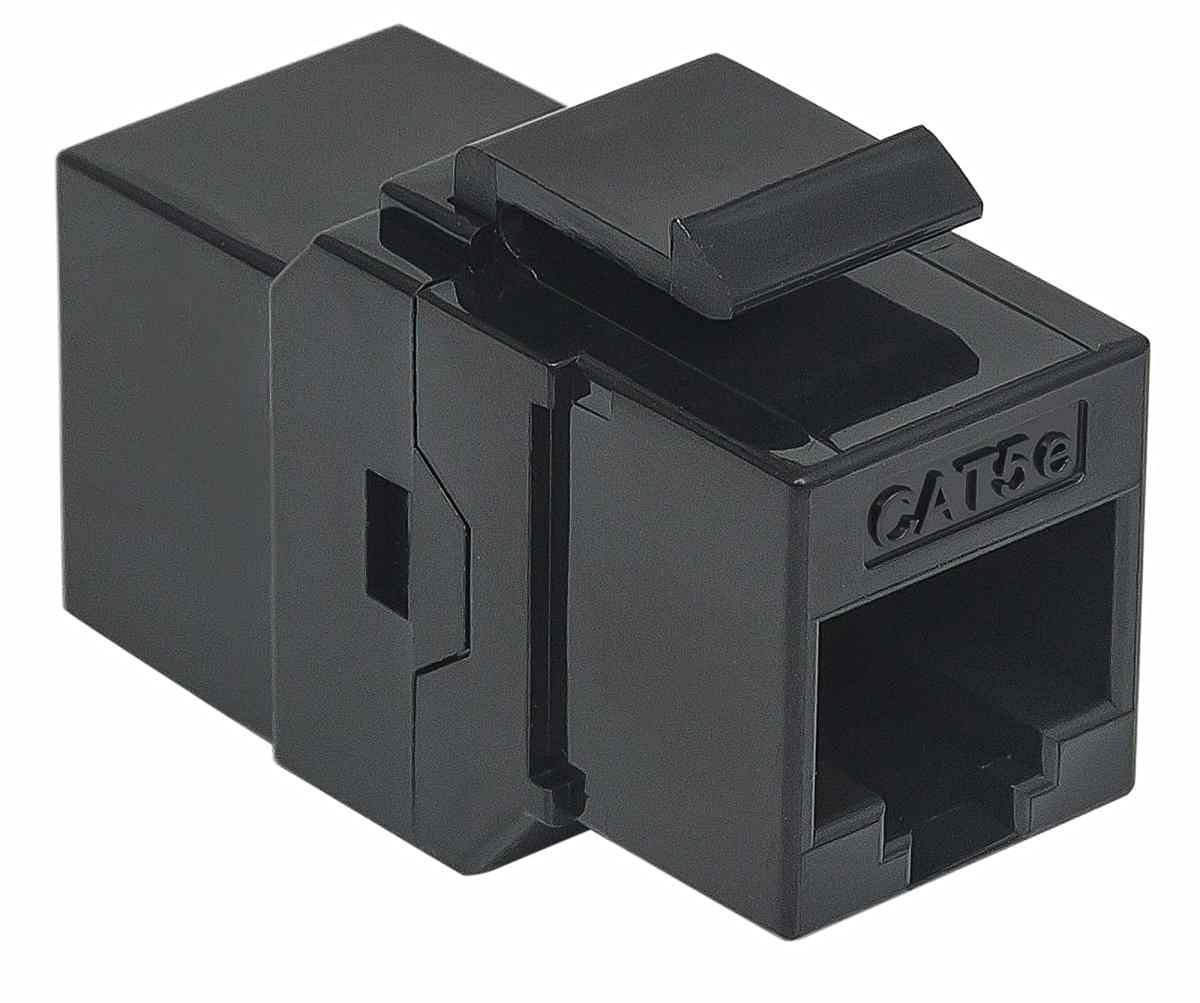 Manhattan Cat5E Inline Coupler, Keystone Type, 8P8C Female To 8P8C Female, Black (504775)