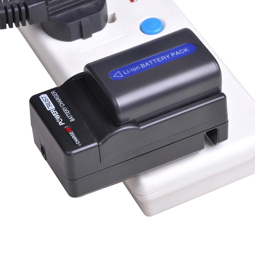 Powertrust 2 Pack Np Fm50 Np Fm50 Battery And Fast Charger For Sony Np Fm30 Np Fm51 Np Qm50 Np Qm51 Np Fm55H Trv280 Trv350 Trv25