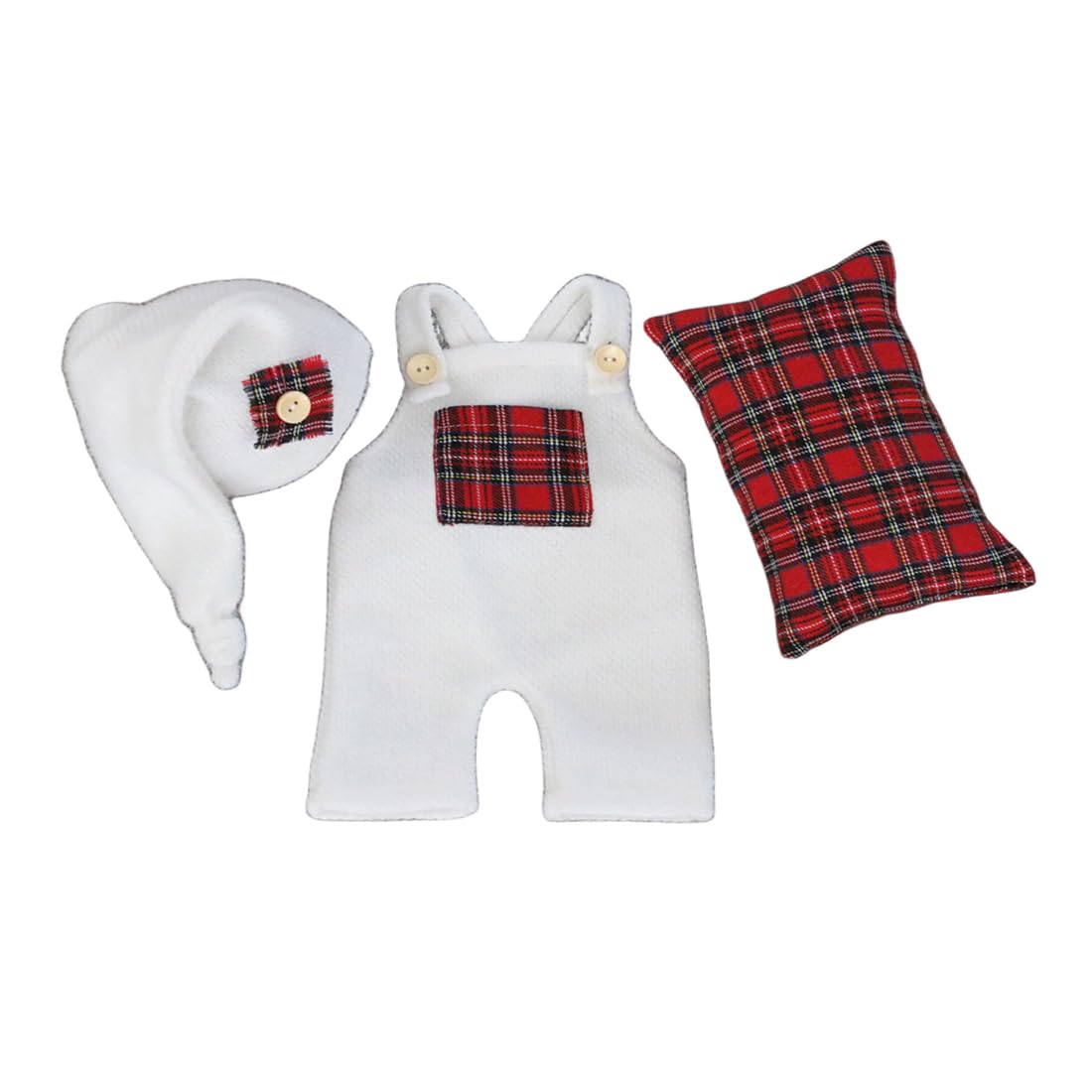 Christmas Newborn Baby Photo Shoot Props Outfits Crochet Clothes Santa Claus Red Hat Pants Photography Props (White A)