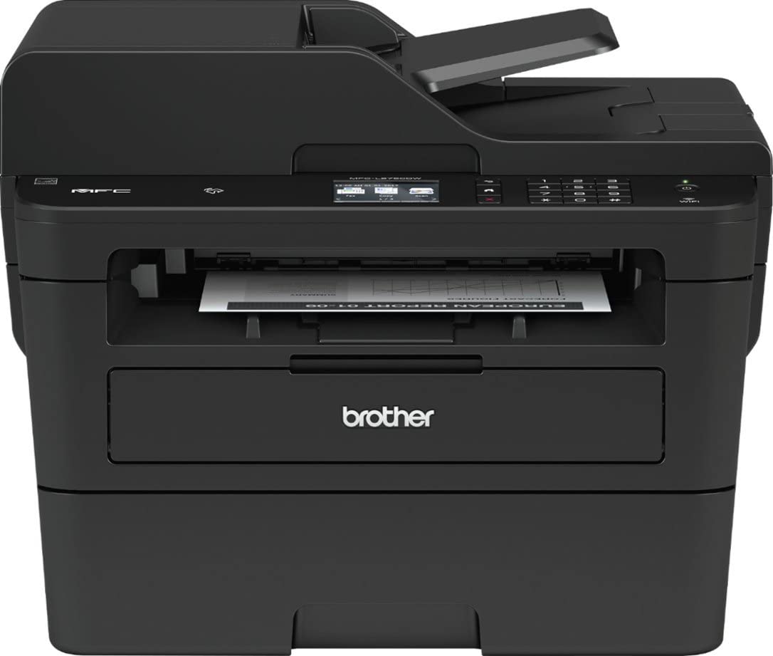 Brother MFC-L2750DW Monochrome All-in-One Wireless Laser Printer, Print Scan Copy Fax, Automatic Duplex Printing, 2.7 Inch Color
