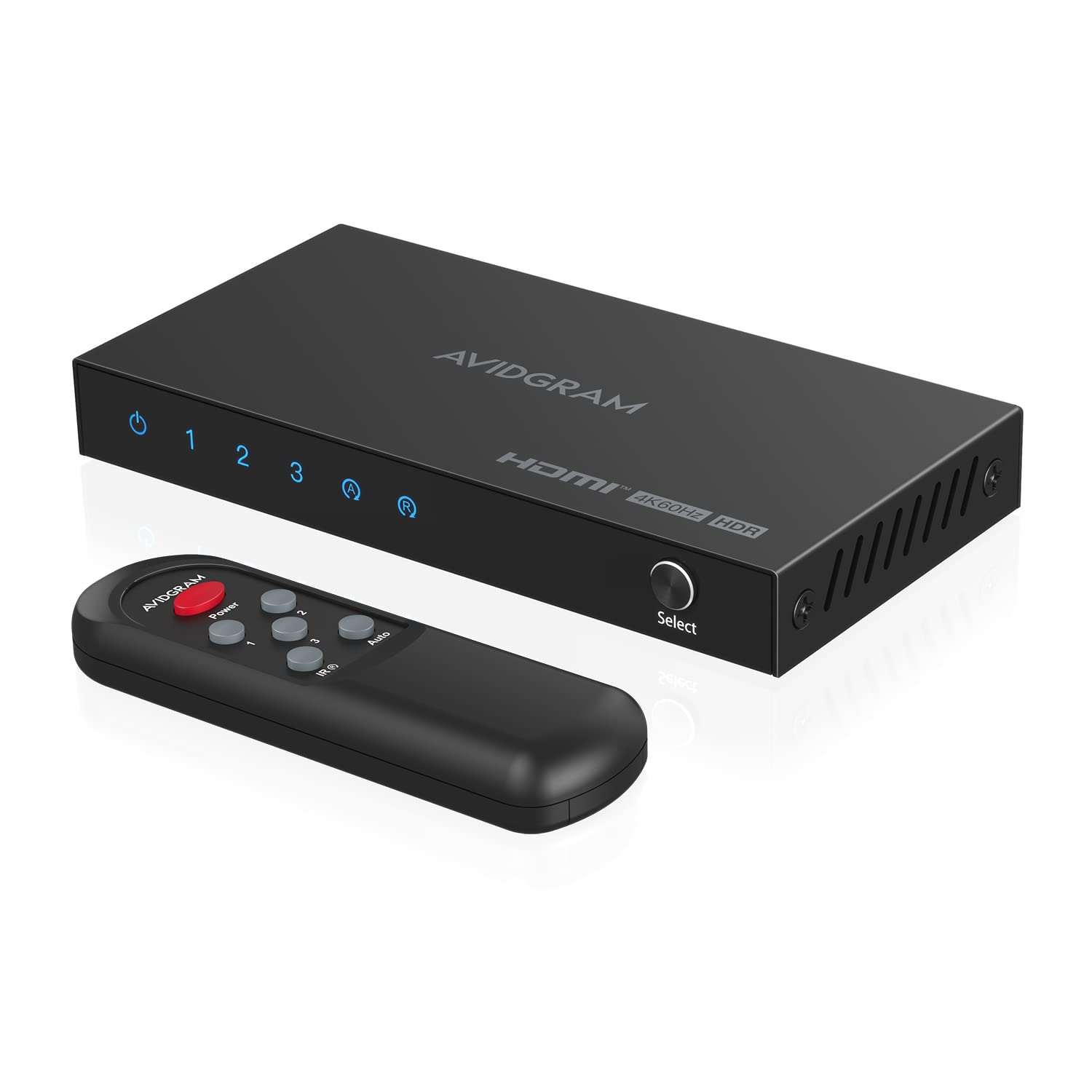 Hdmi Switch 4K 60Hz, Avidgram Hdmi 2.0 Switcher 3 In 1 Out, 3 Port Hdmi Selector Box With Ir Remote Control Support Hdcp 2.2 Hdr