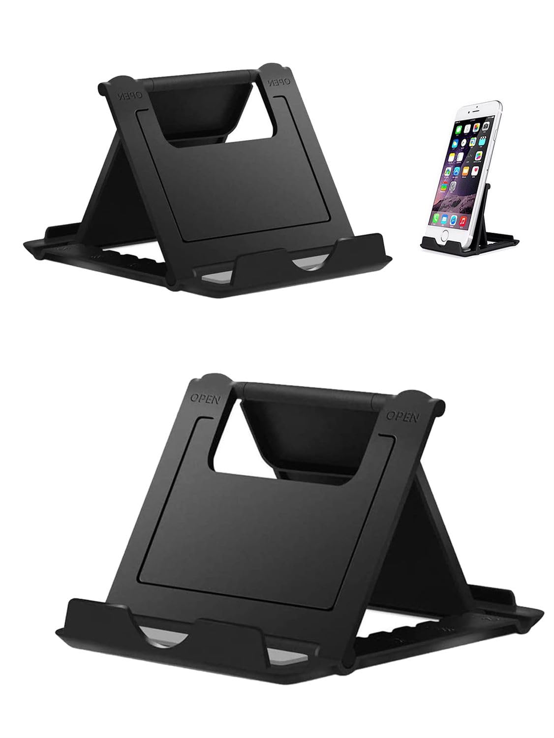 Hzzadzxw Portable Cell Phone Stand Holder For Desk, ?2 Pack? Foldable Pocket-Sized Adjustable Mount, Universal Desktop Kickstand