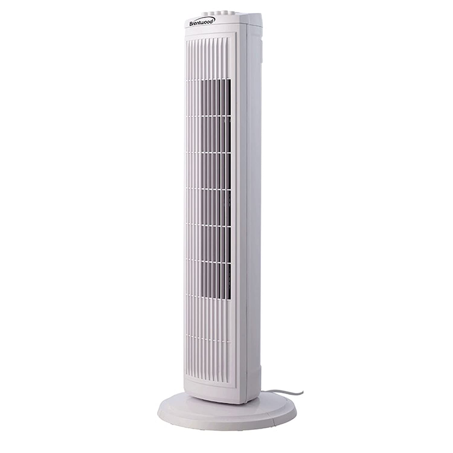 Brentwood Kool Zone Oscillating Tower Fan, 3 Speed 30 Inch, White