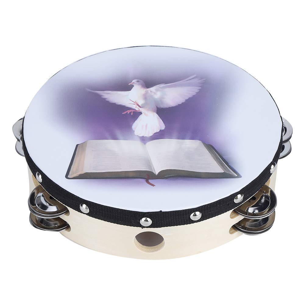 Ubervia Durable Double Row Metal Handheld Percussion, Tambourine, Exquisite for Concert Party(20CM)