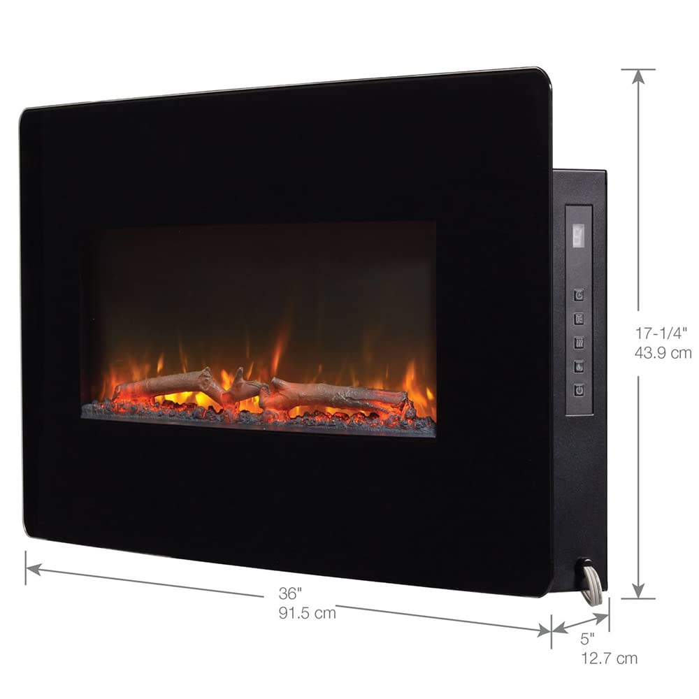 Dimplex Winslow Wall Mounted Electric Fireplace, 35' Inch, Black, 1400W   Modern Wall Electric Fireplace With Heater, Multiple Media Options, Remote Control   Slim Fireplaces For Living Room, Bedroom