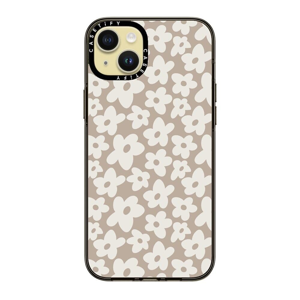 Casetify Compact Case For Iphone 15 Plus [2X Military Grade Drop Tested / 4Ft Drop Protection]   Natural Flower   Clear Black