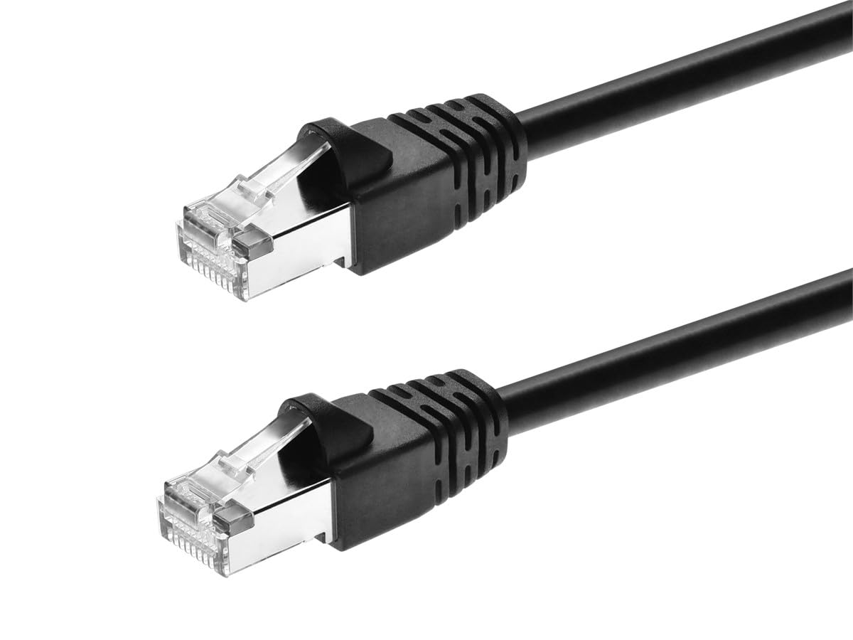 Monoprice Cat6A 75Ft Black Patch Cable Double Shielded (S/Ftp) 26Awg 10G Pure Bare Copper Snagless Rj45 Fullboot Series Ethernet
