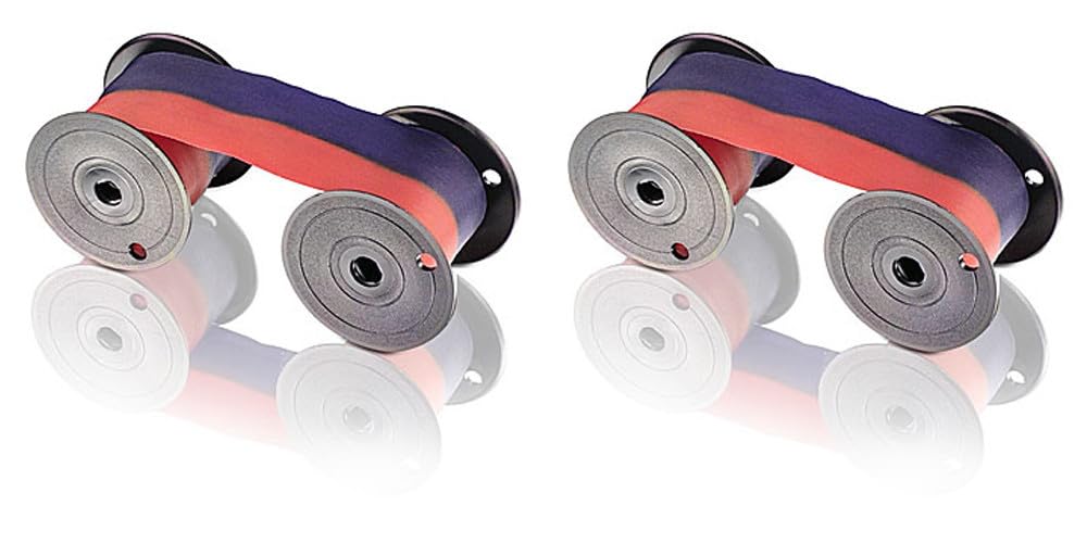 (2 Pack) Replacement Ribbon For Lathem 2000, 2100, 3000, 4000, 8000 Series Mechanical Time Clocks, Blue/Red Ink, 7 2Cn Compatible By Compumatic