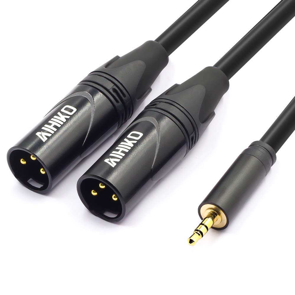 Aihiko 3.5Mm (1/8 Inch) Mini Jack Trs Stereo Male Plug To Dual Xlr Male Y Splitter Patch Breakout Cable, 10 Feet