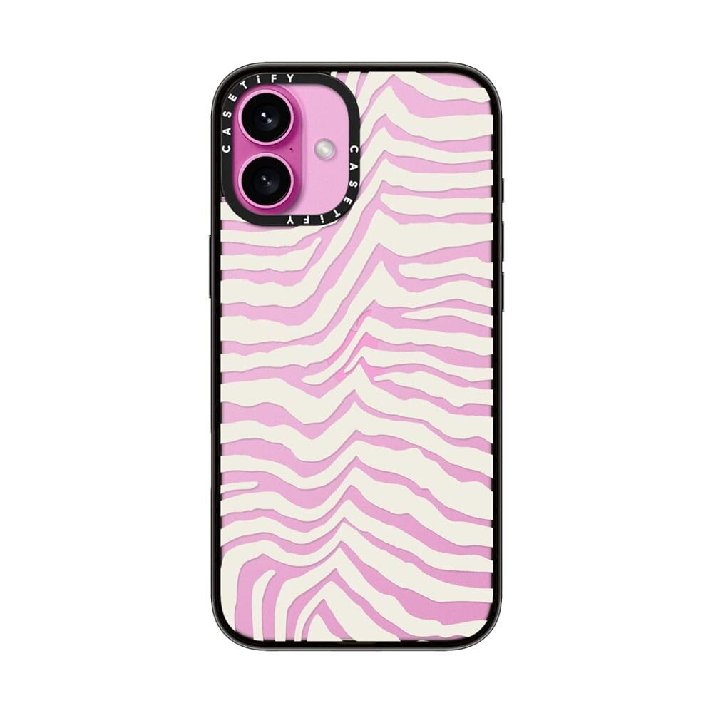 Casetify Compact Case For Iphone 16 Plus [Lightweight / 4 Ft. 2X Military Grade Drop Protection/Slim]   Zebra Stripe   Clear Bla