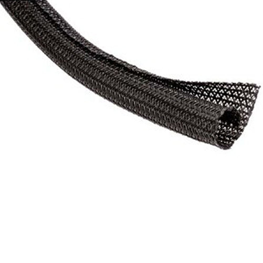Electriduct F6 Flame Retardant Braided Wrap Around Sleeving Cable Mesh   3/4 Inch Diameter   25 Feet | Black With White Tracer