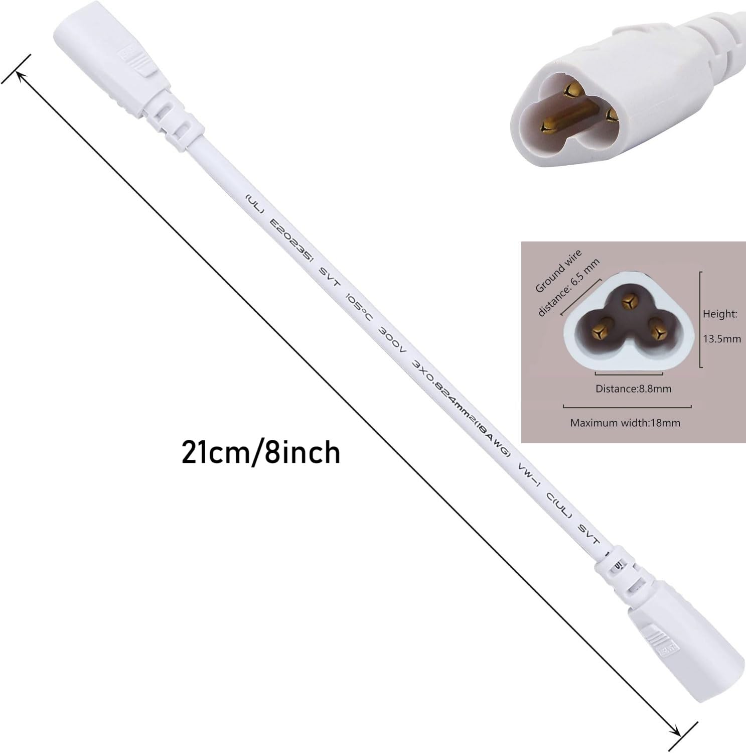 T5 T8 Led Tube Connector Adapter Cable Connector Cable Wire 8 Inch Double Male To Male End Extension Cord For Integrated Led Flu