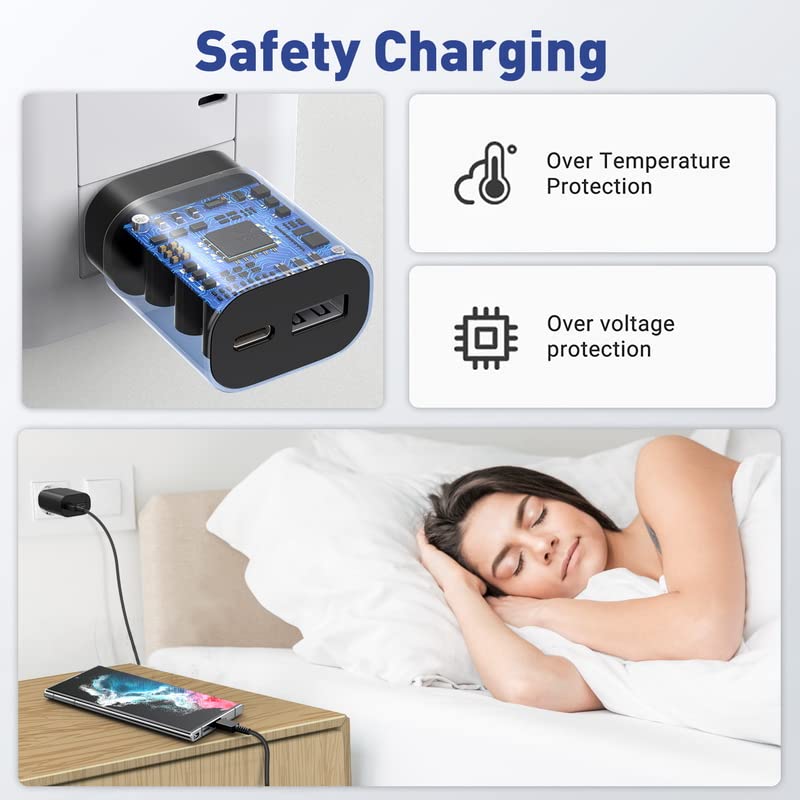 25W Dual Port Super Fast Charger Type C Wall Plug Adapter Quick Charging Block Compatible With Samsung Galaxy S22/ S22 Plus/ S21