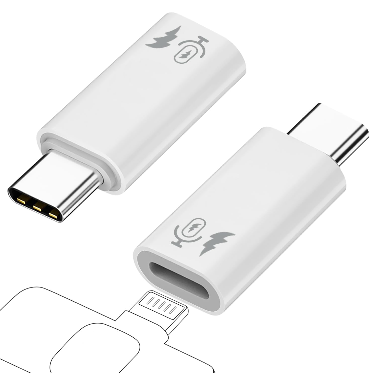 AreMe 2 Pack USB C to Lavalier Microphone Adapter (Not for Headphone/Data), Type C Male Converter for Wireless Lavalier Micropho