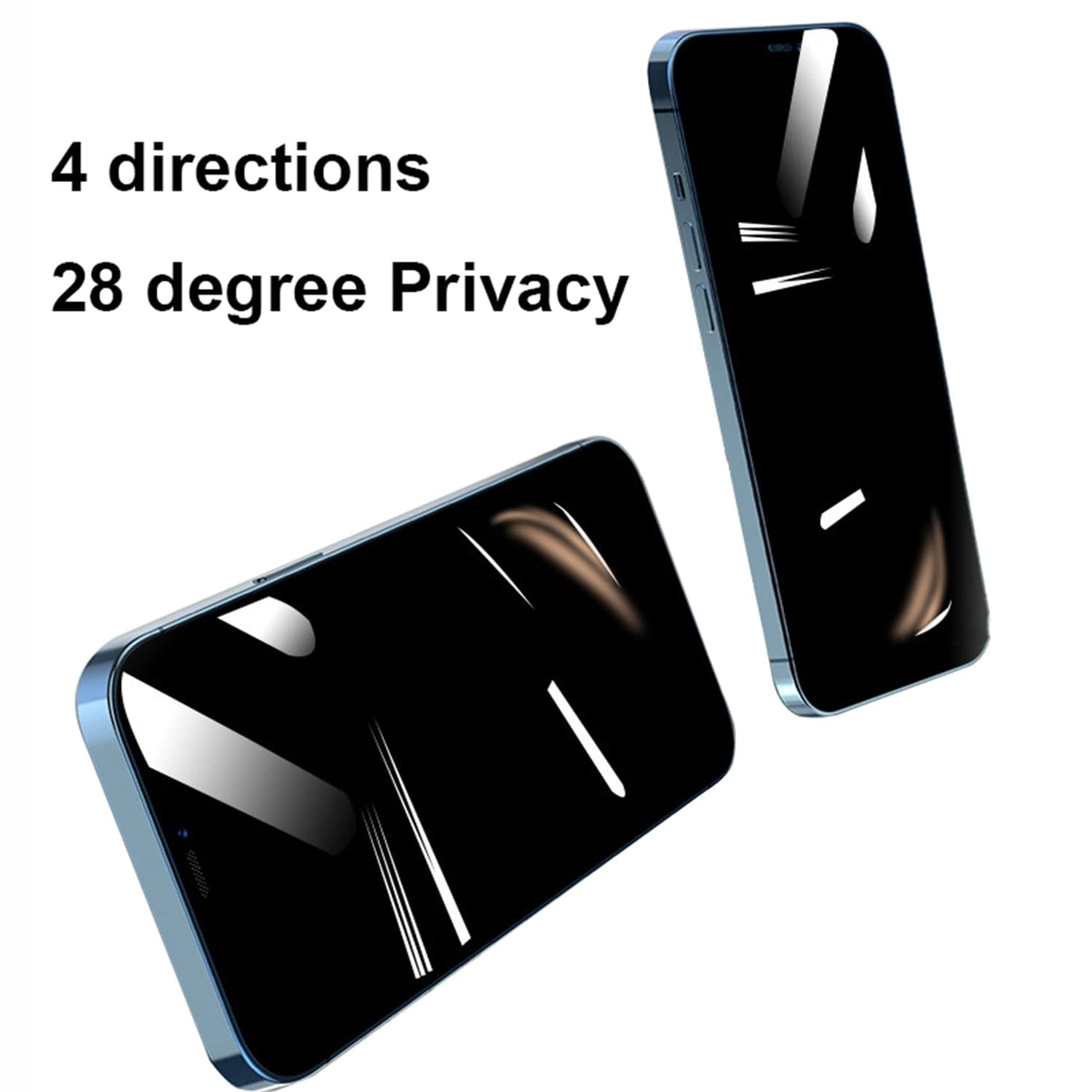 Bwedxez 2 Pack 360 Degree Privacy Tempered Glass Suit For Iphone 12 / Iphone 12 Pro Anti Spy 4 Directions Screen Protector Film