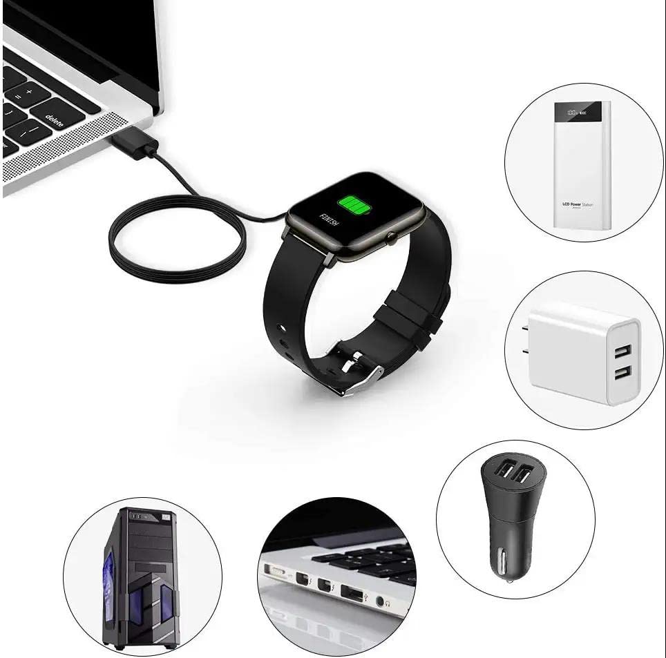Baiweidun Smart Watch Charger Cable, Magnetic Smartwatch Accessories Charger Cable 2 Pin Cord, Charger Contact Pin Spacing 7.62