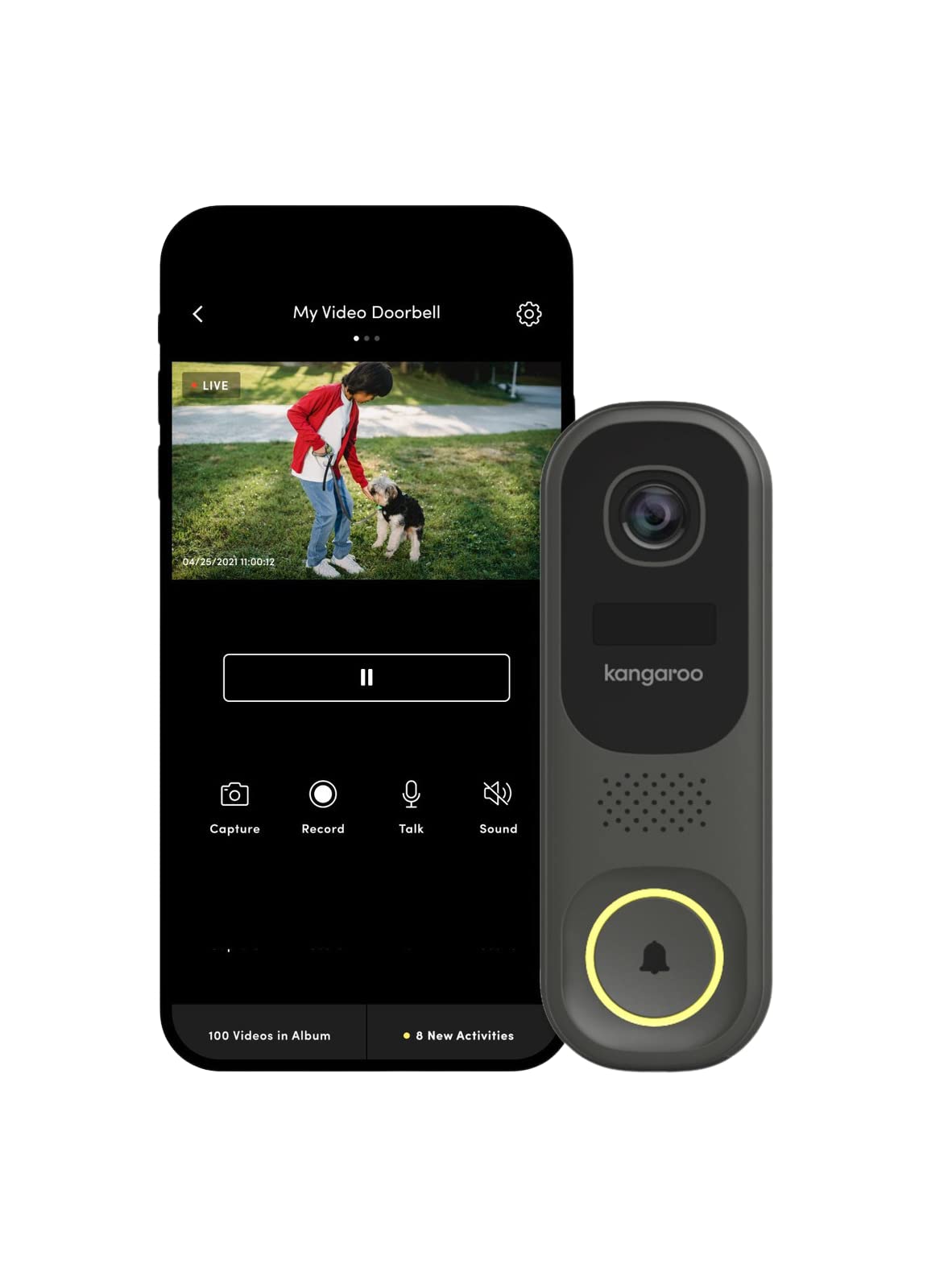 Kangaroo Video Doorbell + Chime | Security Camera Outdoor Wifi | Weatherproof Outside Camera | 2-Way Talk Video Doorbell