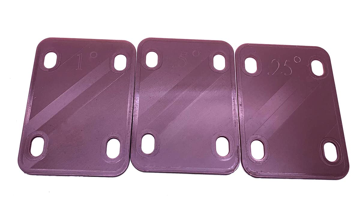 Tuoren Guitar Neck Shims 3Pcs 0.25, 0.5, And 1Degree Nylon Gasket For Guitar And Bass Bolt-On Neck Repair 3 X 2.2Inch (Brown)