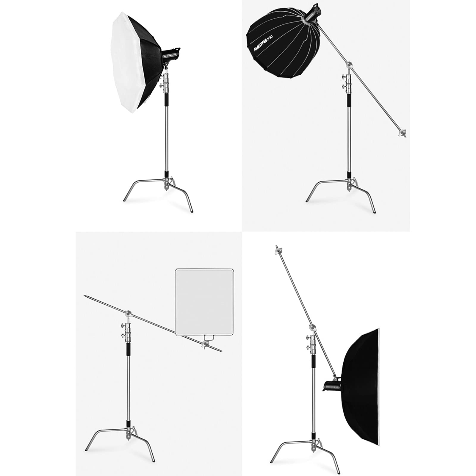 Lapgood 100% Stainless Steel Heavy Duty C Stand With Boom Arm   Max Height 10.8Ft/330Cm Photography Light Stand With 4.2Ft/127Cm