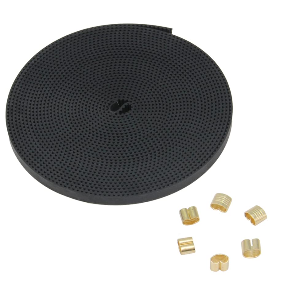 Zeberoxyz Gt2 Black Open Timing Rubber X Y Axis Belt Length 5 Meters/16.4 Ft Width 6Mm With 6Pcs Copper Buckle For Ender 3 Ender