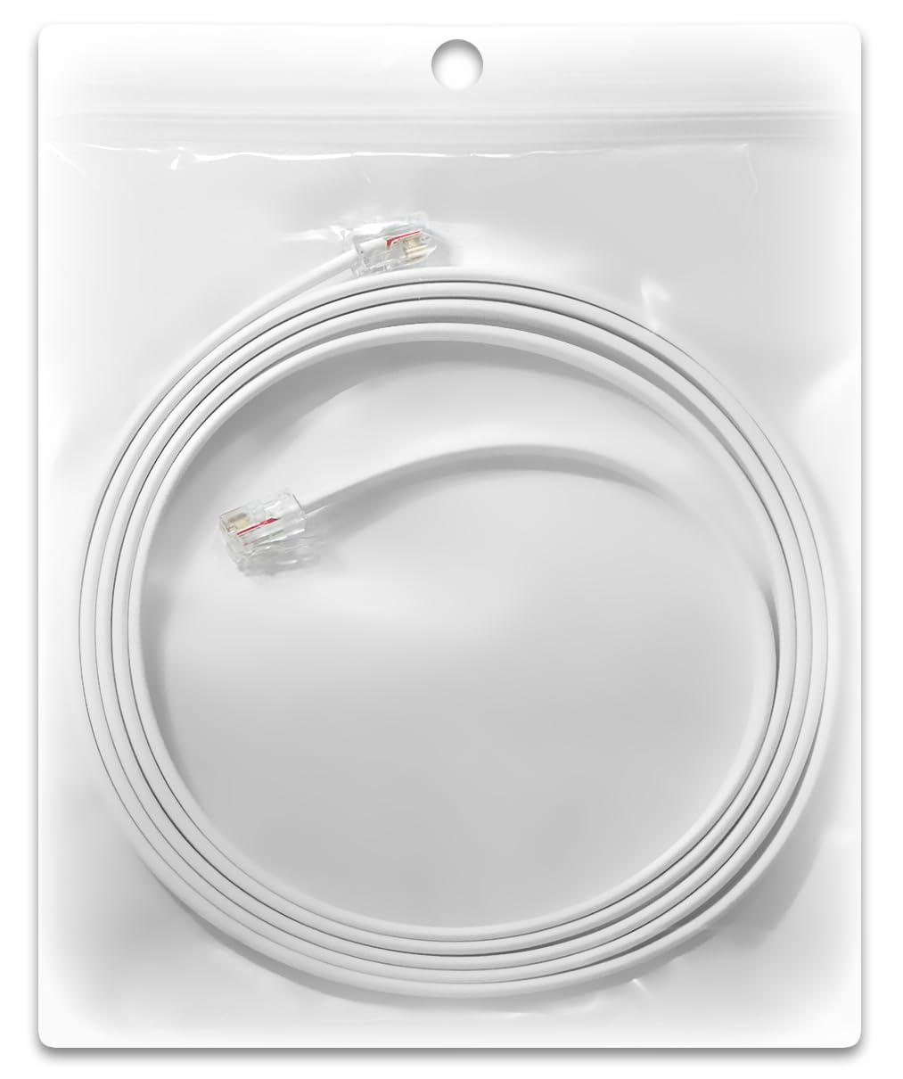 Amzpro (1 Pack) 3 Feet White Telephone Cable 6P4C Rj11 Male To Male, Made In Usa Pro Grade Phone Line Cord