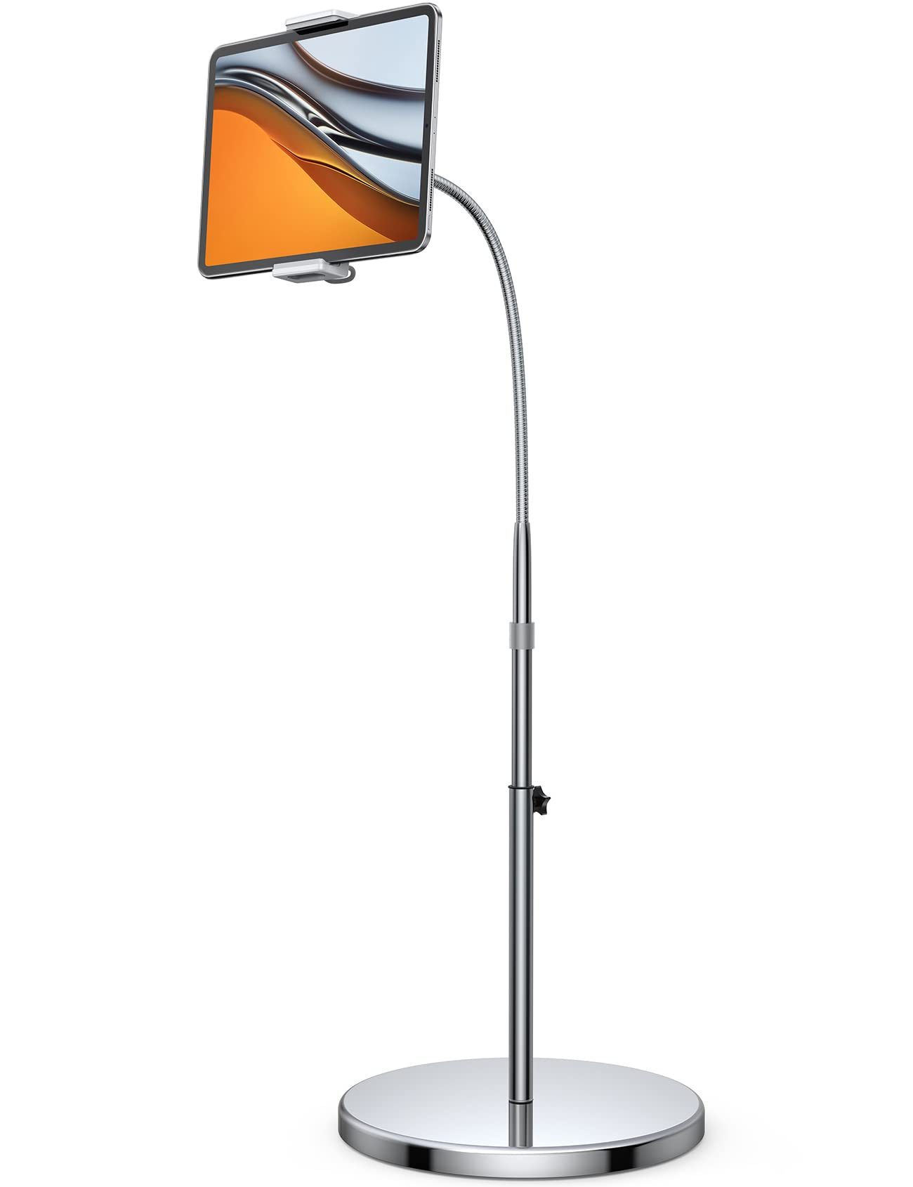 Lamicall Tablet Floor Stand Gooseneck Swivel Tablet Holder Mount With Adjustable Height & 10.6Lb Stable Base, Compatible With Ip