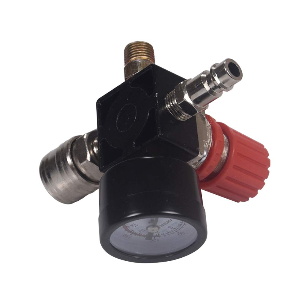 Air Compressor Pressure Regulator 1/4 ''Pneumatic Expansion Valve, Pressure Control Valve With 180Psi 12Bar Connection (Four Way