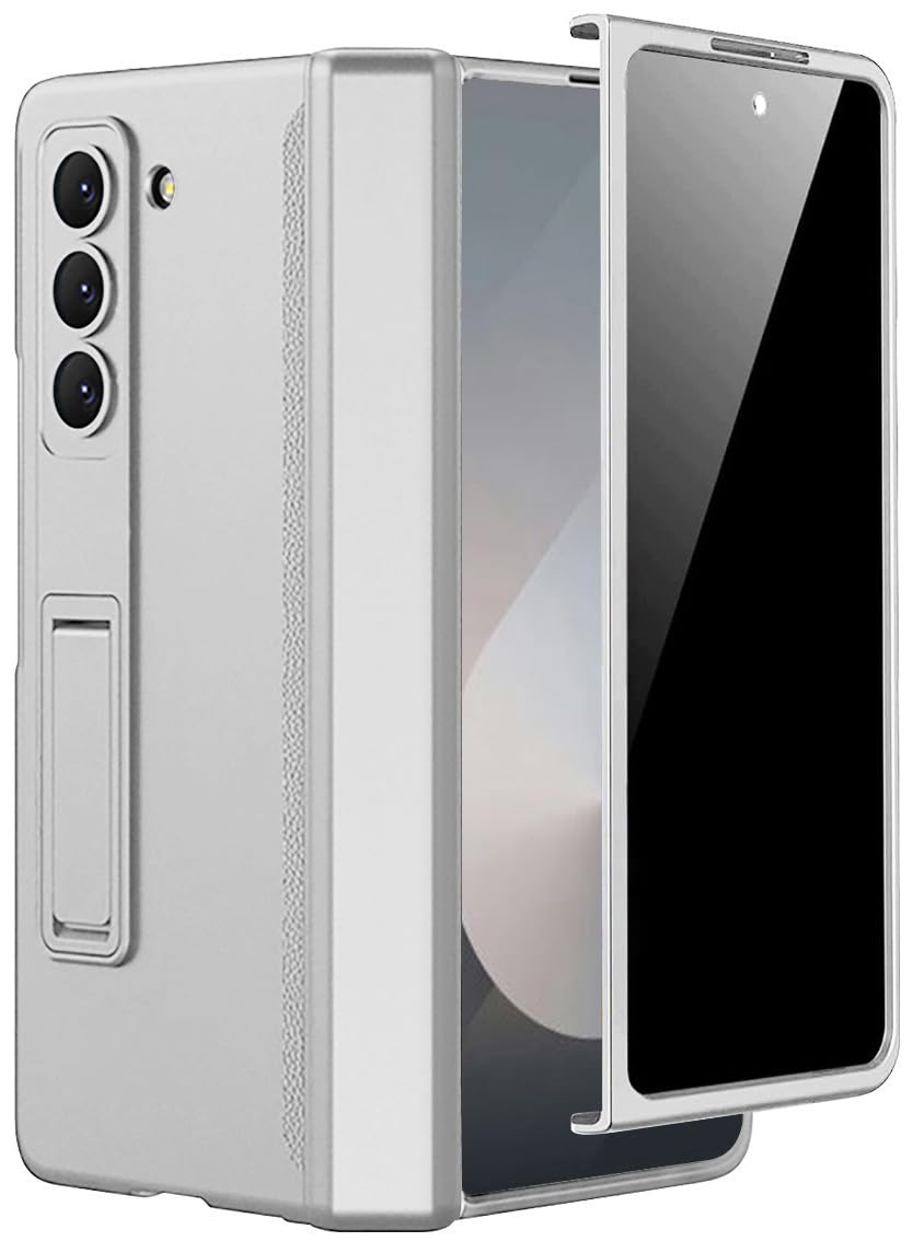 Miimall For Z Fold 6 Case With Privacy Screen Protector, [Military Grade Drop Protection] Built In Adjustable Kickstand & Magnet