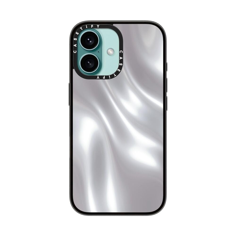 Casetify Compact Case For Iphone 16 [Lightweight / 4 Ft. 2X Military Grade Drop Protection/Slim]   Soft Metal   Clear Black