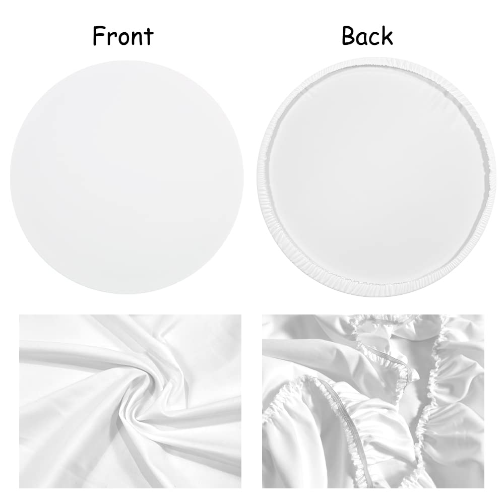 Laeacco 8.2X8.2Ft Pure White Round Backdrop Cover Polyester Soft Fabric Solid White Circle Backdrop Baby Shower Birthday Party C